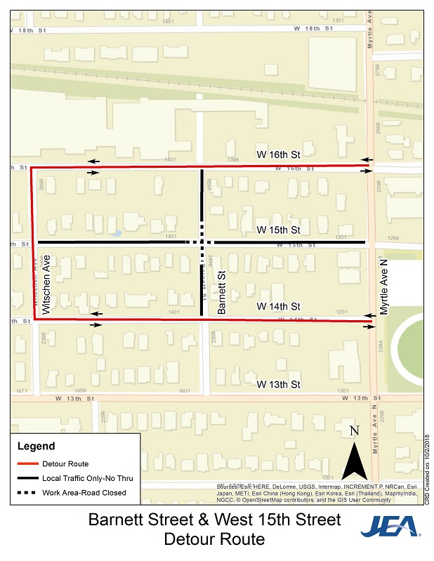 Barnett Street & 15th Street West SIP - Detour Map
